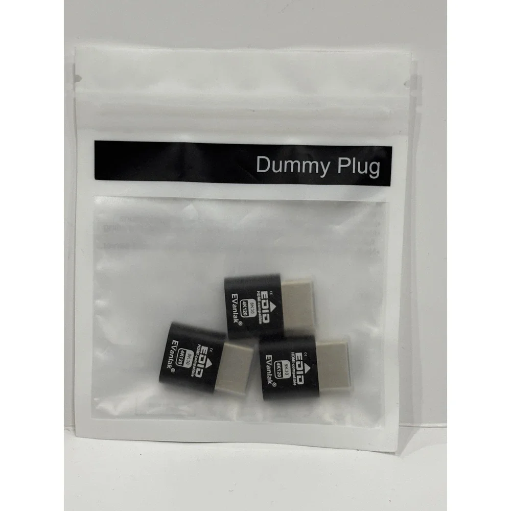 Lot of 3 EVanlak HDMI Dummy Plug EDID Emulator Headless Adapter 8K 30Hz 4K 120Hz